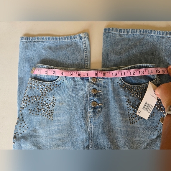 NWT Y2K Vintage Route 66 Low Rise Boot Cut Studded Womens Jeans Size 4. - Picture 9 of 11